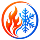 Heat and Chill orange flame and blue snowflake symbol